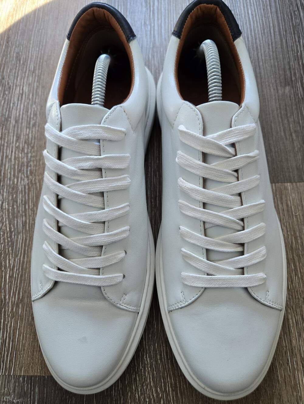 Nordstrom BP White Leather Low-Top Sneakers with Black Heel Tab